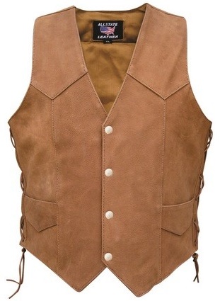 (image for) Ladies brown buffalo leather vest with side laces